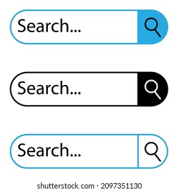 Search bar icon. Click button. Text frame. Simple design. Technology background. Vector illustration. Stock image.