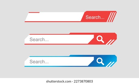 Symbol der Suchleiste. Design und Website. Flaches Design. Das Symbol "Adresse und Navigationsleiste"durchsuchen. Sammlung von Suchformularvorlagen für Websites