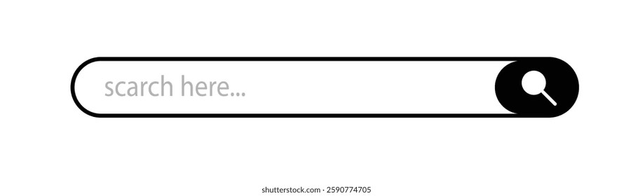 Search bar icon Flat design style. Internet browser engine with search box, Vector illustration.