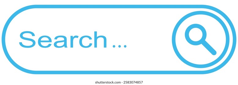 Search bar icon. Internet browser search bar frame. Search engine,  web browser template. Collection of search box button address form and navigation bar elements. liner stock with Black and blue. 