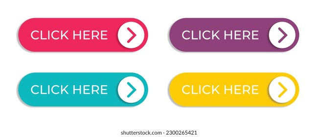 Search bar icon isolated on white background. Click here web button icon. Computer mouse cursor or hand pointer symbol. Button with hand an arrow clicking icon set. Vector illustration