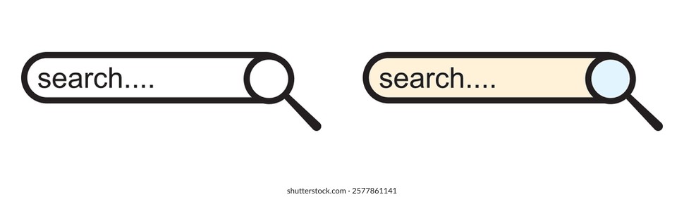 Search bar icon isolated on transparent background. Click here web button icon. Computer mouse cursor or hand pointer symbol. Button with hand an arrow clicking icon set. Vector illustration