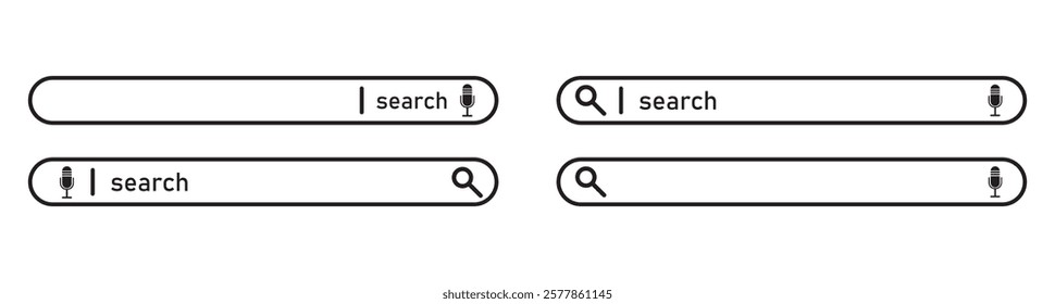 Search bar icon isolated on transparent background. Click here web button icon. Computer mouse cursor or hand pointer symbol. Button with hand an arrow clicking icon set. Vector illustration