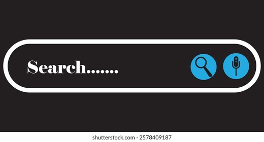 Search bar icon with magnifying glass and voice search button. Design eps 10
