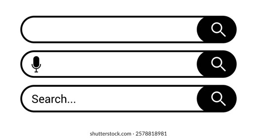 Search Bar Icon with Magnifying Glass Symbol for Web and UI Design.