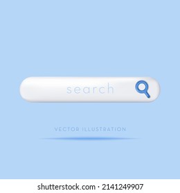Search bar icon. Navigation search for browser. 3d vector in cartoon minimal style