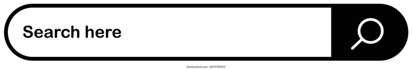 Símbolo de la barra de Búsqueda sobre fondo blanco. Cuadro de búsqueda digital moderno. Caja de Búsqueda con micrófono. Campo de entrada de búsqueda redondeado. Icono de micrófono y barra de búsqueda. Interfaz de búsqueda en línea. Ilustración vectorial.
