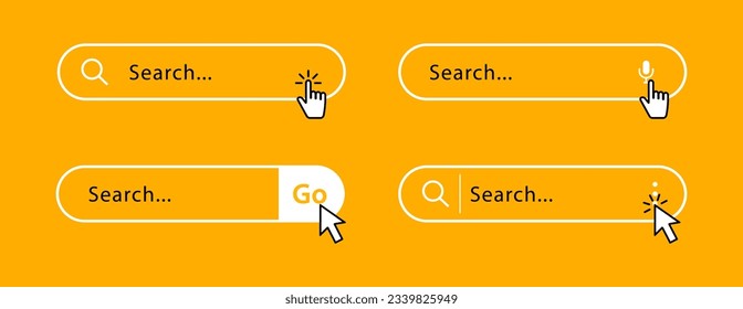 Search bar icon set. Search forms templates for websites and ui interface. Search address and navigation bar icon. Vector illustration.