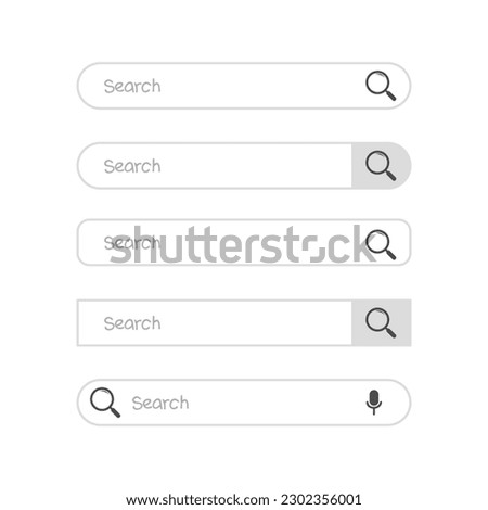 Search bar icon set isolate on white background.