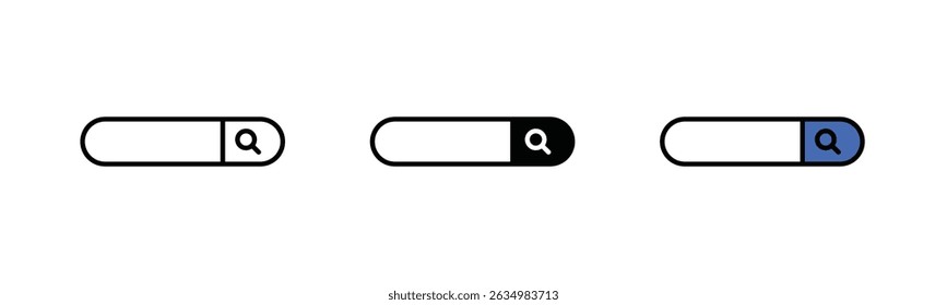 Search bar icon set, magnifying glass search button, vector illustration suitable for mobile apps and web, isolated on white background