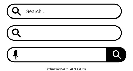 Search bar icon set vector illustration isolated on white background.