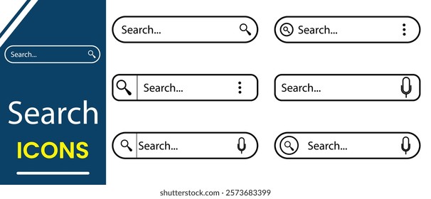 Search bar icon vector illustration. Search bar with magnifying glass and mic vector design foe app, UI, UX, web design. Vector illustration.