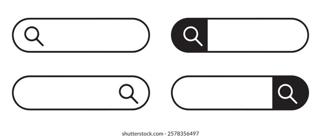 Search bar icon vector for Web UI design project on white background