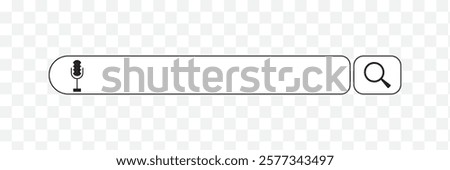 Search bar icon with and voice search button. Search tool Vector design.