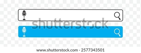 Search bar icon with and voice search button. Search tool Vector design.
