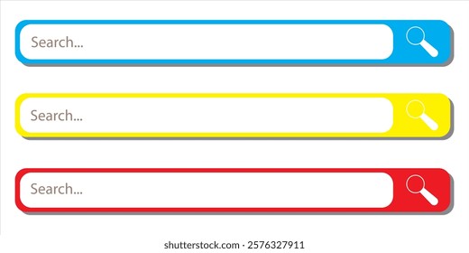 Search bar icons. Blank search bar icon for website. Empty template search bar for browser. Vector illustration.