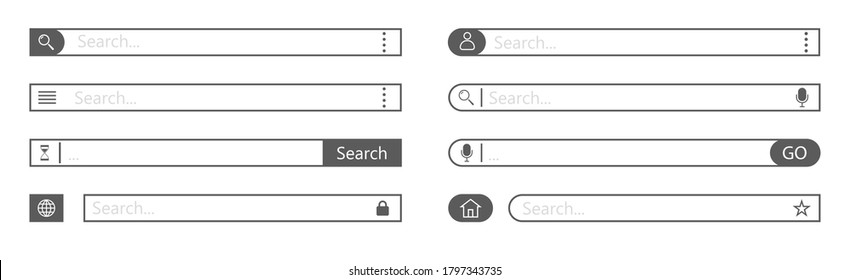 Search bar icons, set of search boxes ui template isolated on white background