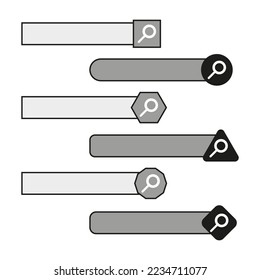 Suchleiste Icons Set. Computerschnittstelle. Infografik-Element. Vektorgrafik. Stockbild.