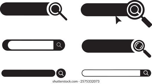 Search Bar Icons Set Silhouette vector for UI design