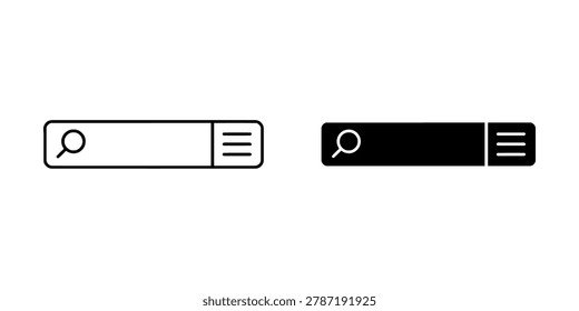 Search bar icons: white and black outline and solid versions with magnifying gla