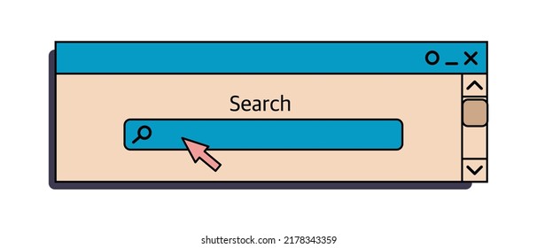 Die Suchleiste ist ein Schnittstellenelement eines alten Windows-PCs aus den 90er Jahren. Im Retro-Stil Dampfwelle. Vektorgrafik 