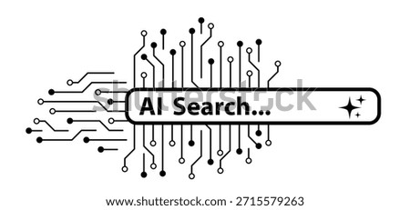 Search bar internet ai browser. Artificial intelligence AI pictogram. Technology related to artificial intelligence, computers and systems that are intelligent, graphic of robot. circuit board.