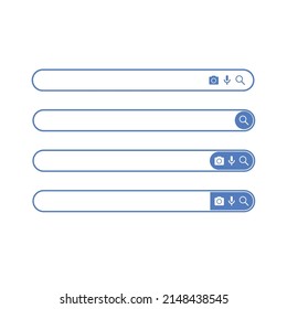 Barra de búsqueda. Buscar en Internet, barra de ui del sitio web con sombras y motor de búsqueda en línea en blanco con botón de icono vector. Búsqueda de vectores