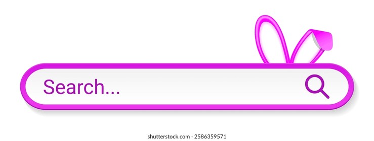 Search bar internet browser purple color with bunny ears on white background