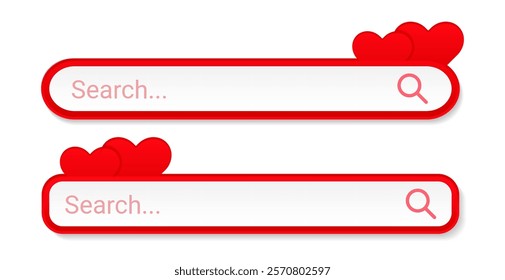 Search bar internet browser with Romantic love style. Address text field web on white background