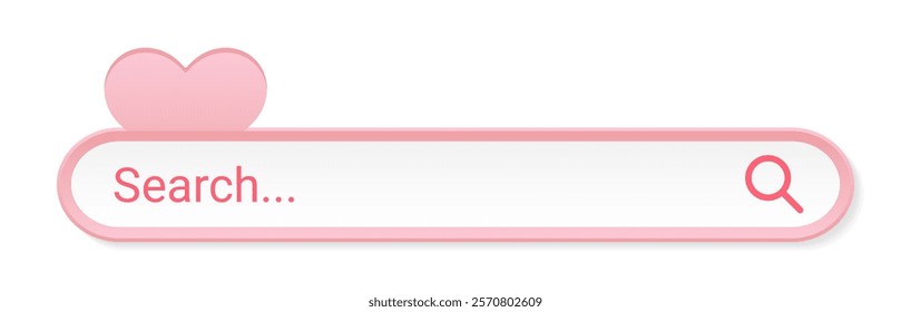 Search bar internet browser with Romantic love style. Pink address text field web on white background