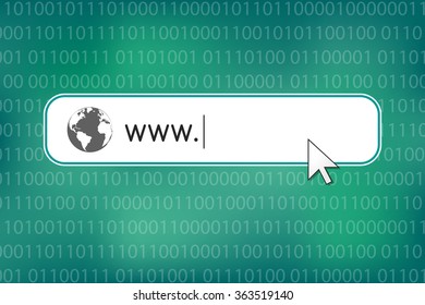 Search bar as internet and cyberspace concept with binary numbers. Vector illustration.