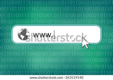 Search bar as internet and cyberspace concept with binary numbers. Vector illustration.
