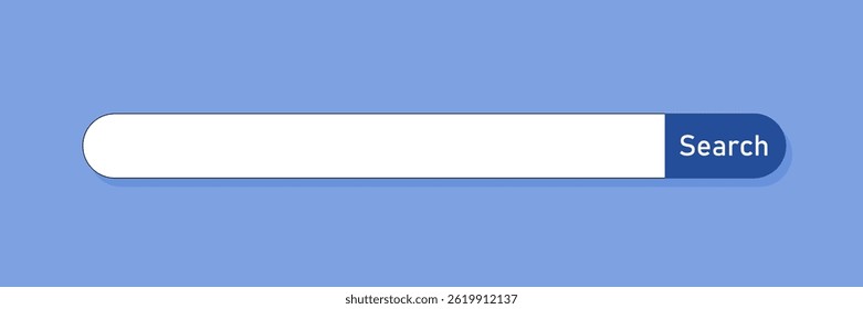 Search bar. Internet search engine website blank search field. Blue background.