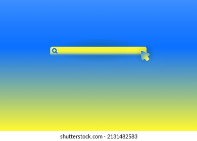 Search bar, search isolated on blue-yellow background. Vector illustration