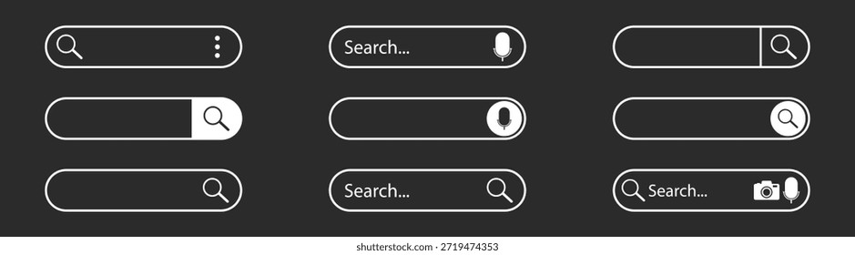 Suchleiste mit Keyword-Recherche und Navigationsregisterkarte zur Optimierung, einschließlich Click, Lupe, Vektorsymbol, Website-Schnittstelle, App-Browsing, Cyberspace, Frame, Cursor und Design-Elemente