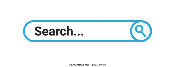 Search bar line icon on white. Outline flat design. Vector illustration. 