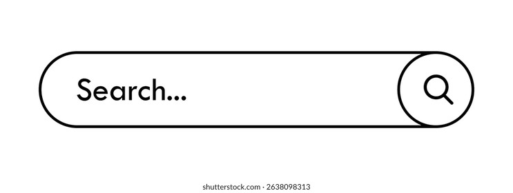 Search bar line style button isolated web browser element. Vector illustration