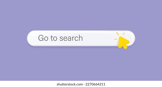 Search bar with mouse cursor. Arrow over research field in white and black color. Vector illustration