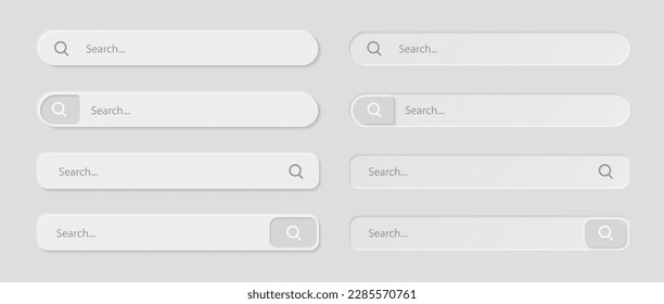 Search bar. Search navigation icon in neumorphism style. Search button ui design for website, interface, app, social media. Vector illustration