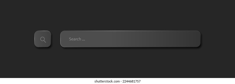 Search bar on a black background. Realistic search icon. Vector illustration.