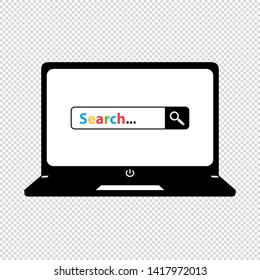 Search Bar On Computer Screen - Vector Illustration - Isolated On Transparent Background