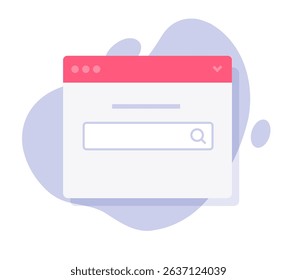 Search bar on website web page icon flat cartoon vector simple minimal graphic illustration, browser window webpage with find bar image clip art
