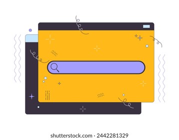 Search bar on website window 2D linear cartoon object. Browser with access to digital data isolated line vector element white background. Information on internet color flat spot illustration