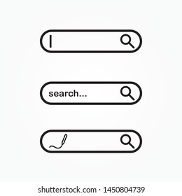search bar on white background. Internet search bar vector icons. Modern web design. Vector illustration