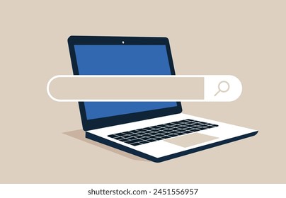 The search bar online. Looking for a for job. Need a job. Flat vector illustration. 