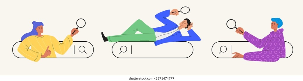 Search bar with people cartoon style