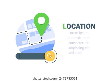 Search Bar and Pin,GPS and Navigation Symbol. Element for Map,flat design icon vector illustration