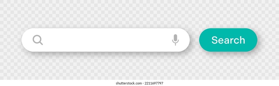 Barra de búsqueda con esquinas redondeadas. Motor de navegador de Internet con cuadro de búsqueda, barra de direcciones y campo de texto. diseño de interfaz de usuario, elemento de interfaz de sitio web con iconos web y botón pulsador. Ilustración del vector