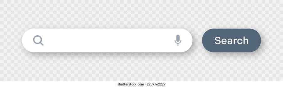 Suchleiste mit runden Ecken. Internet-Browser-Engine mit Suchfeld, Adressleiste und Textfeld. UI-Design, Website-Interface-Element mit Web-Icons und Drucktaste. Vektorgrafik