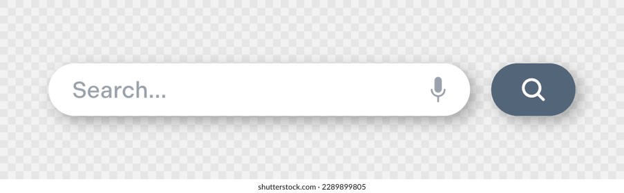 Search bar with round corners. Internet browser engine with search box, address bar and text field. UI design, website interface element with web icons and push button. Vector illustration